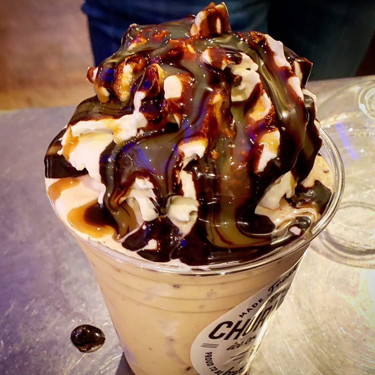 ChurnAndBurns's tweet photo. A C&B Snicker Surprise with a river of chocolate and caramel sauce on top of house made whipped cream.........#icteats #wichitakansas #wichitacoffee #ictlocal #ictcoffee #ictespresso #churnandburn #ictyummy #wichtawesome #wichitaicecream #ictdesserts https://t.co/jXMEnw0wOT