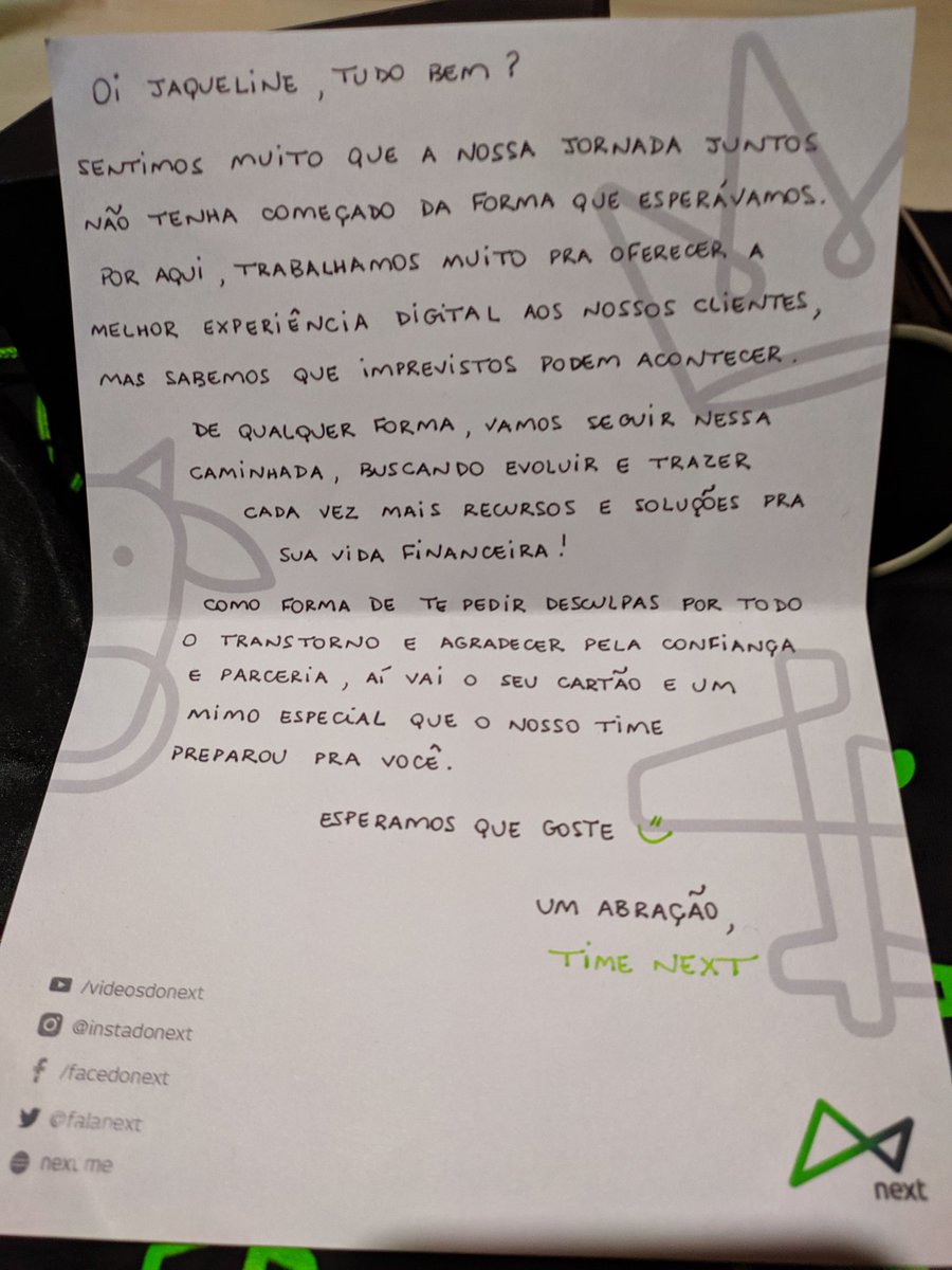 tuittajaque's tweet photo. Muito obrigada @falanext! Que nada, sem transtorno pq tudo foi resolvido, estou feliz por ter recebido corretamente, amei os mimos. #Next #falanext 🥰🖤 https://t.co/H2NG2hXIIc