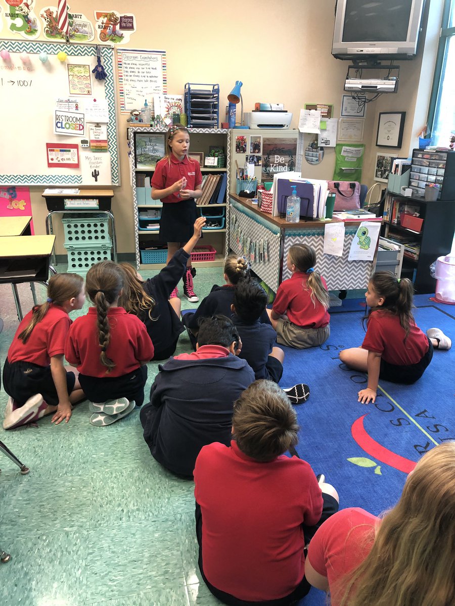 MsJonesistheJam's tweet photo. We had a special guest today! A student from @cretellabscs class came over for Morning Meeting to teach my class a new game! @BonitaCharter https://t.co/CYnn9KBaEX