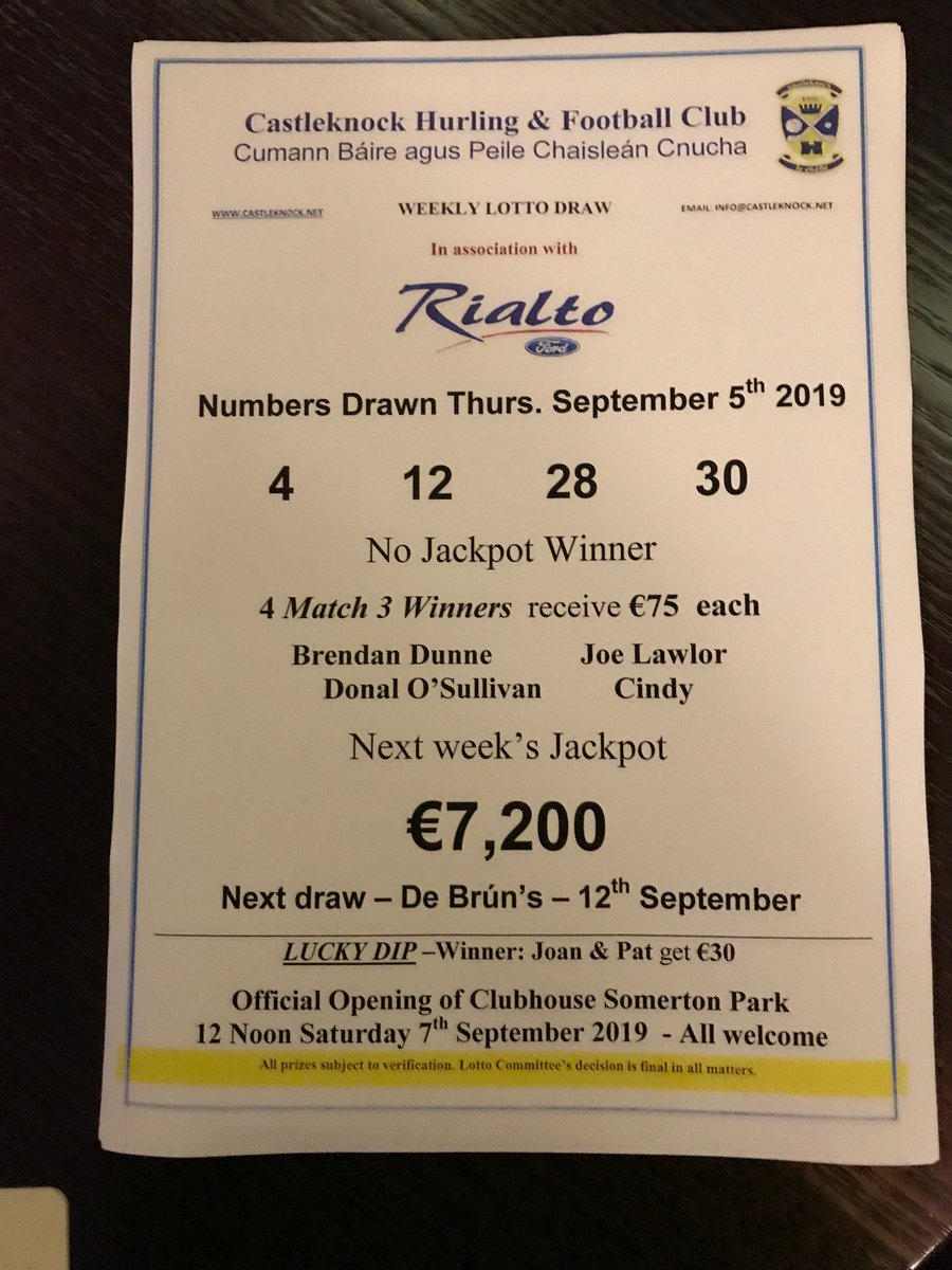 lotto numbers saturday 7th september 2019