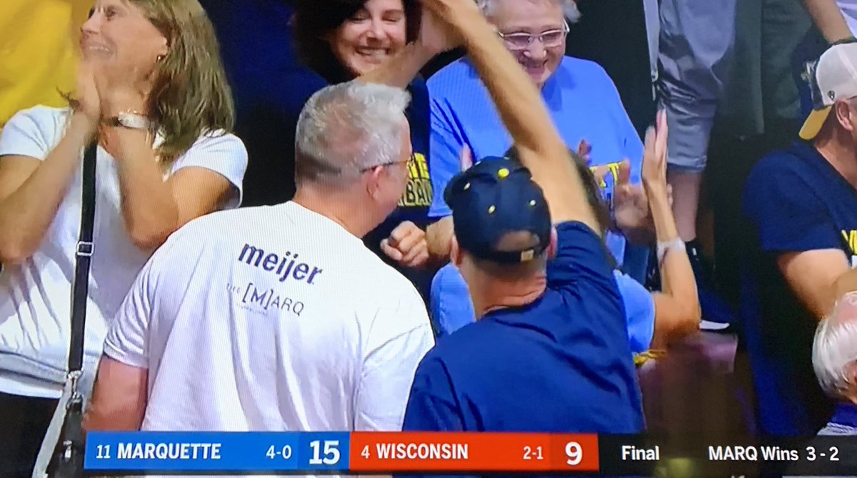 PresLovell's tweet photo. Congratulations to @MarquetteVB on their first win against Wisconsin in program history.  Amazing comeback victory. https://t.co/3CEfIXRrOO