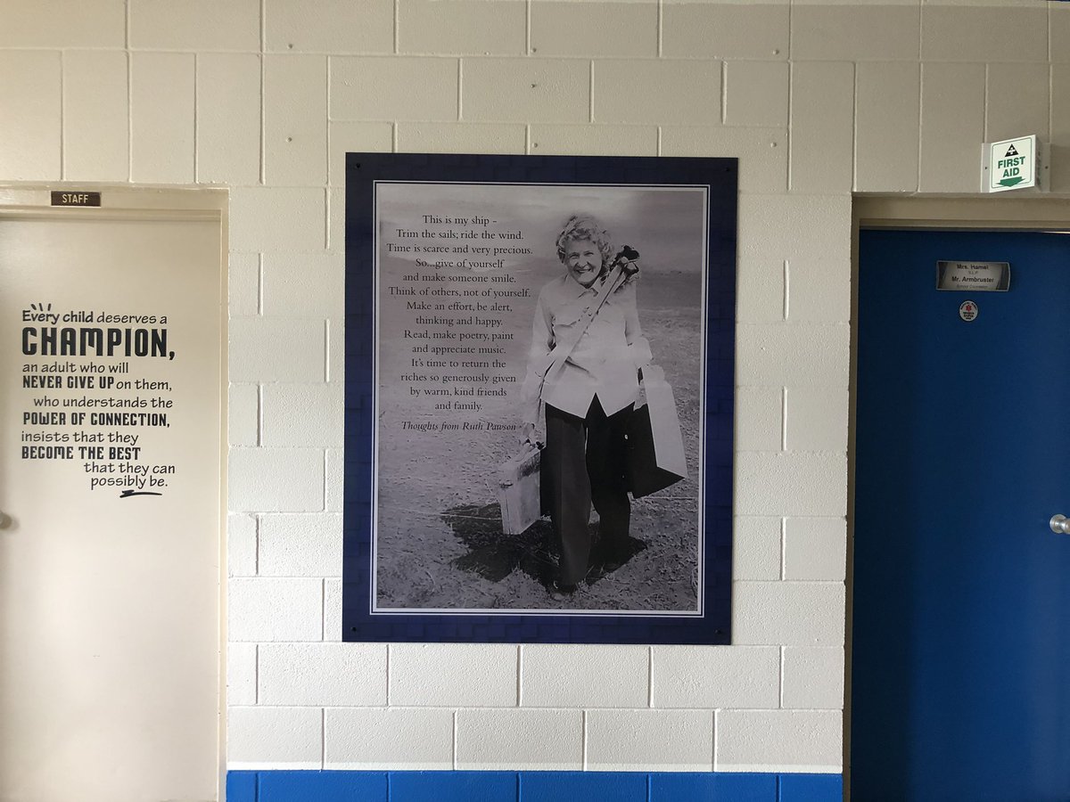 Thank you to Ruth Pawson for her words of wisdom! We have placed her message at the entrance of our school, to remind us what to live by each day! <a href="/RegPublicSchool/">Regina Public Schools</a>  #wisdom #wordstoliveby