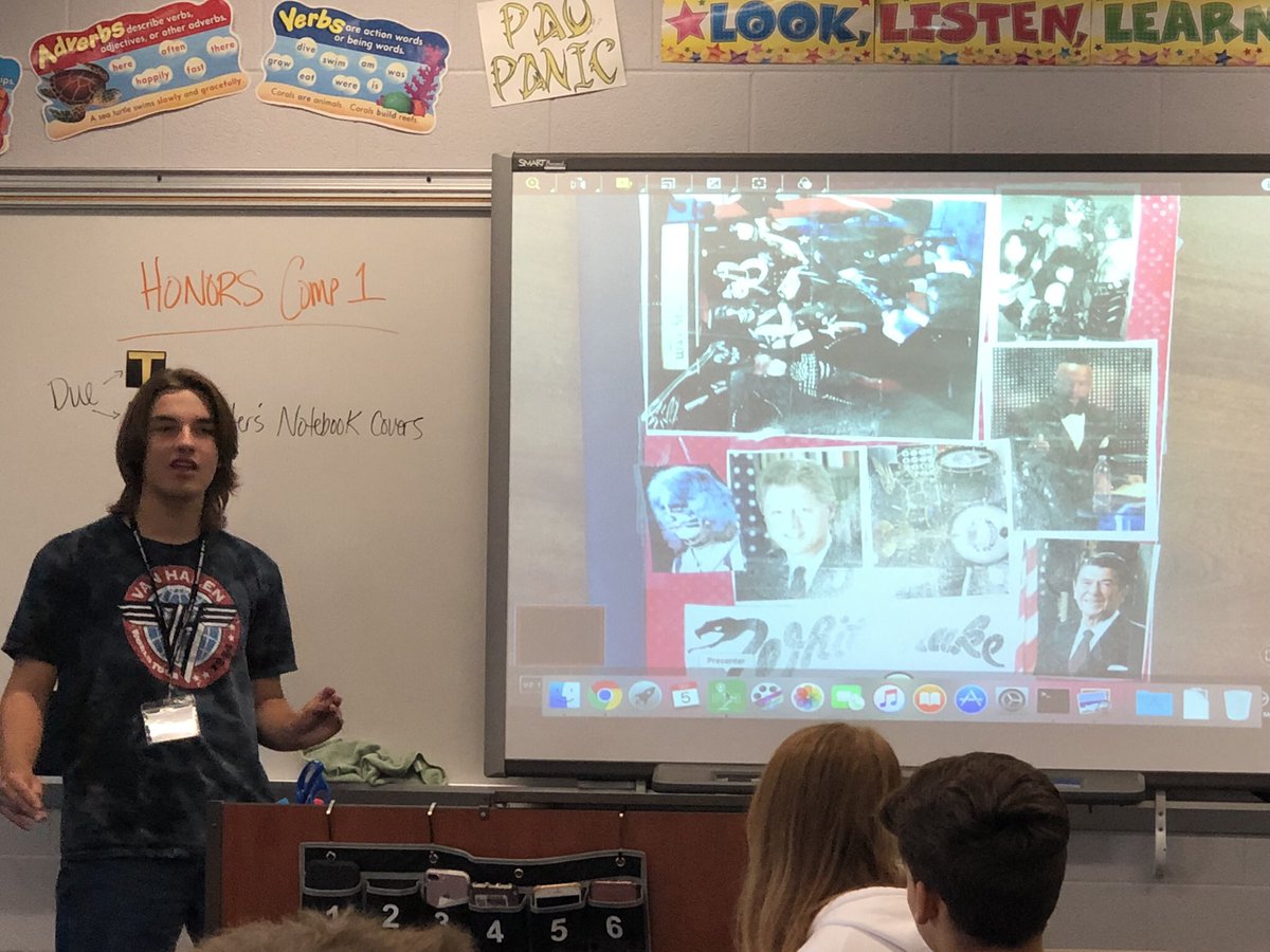 TeenTeacherLA's tweet photo. Today the first round of #English9Krupp students presented their #writersnotebook covers through the use of our document camera.
Great job, everyone! I am looking forward to more presentations during the Orange class periods tomorrow! 📓 #OtsegoKnights #FirstPresentation https://t.co/RHWYLbcBO9