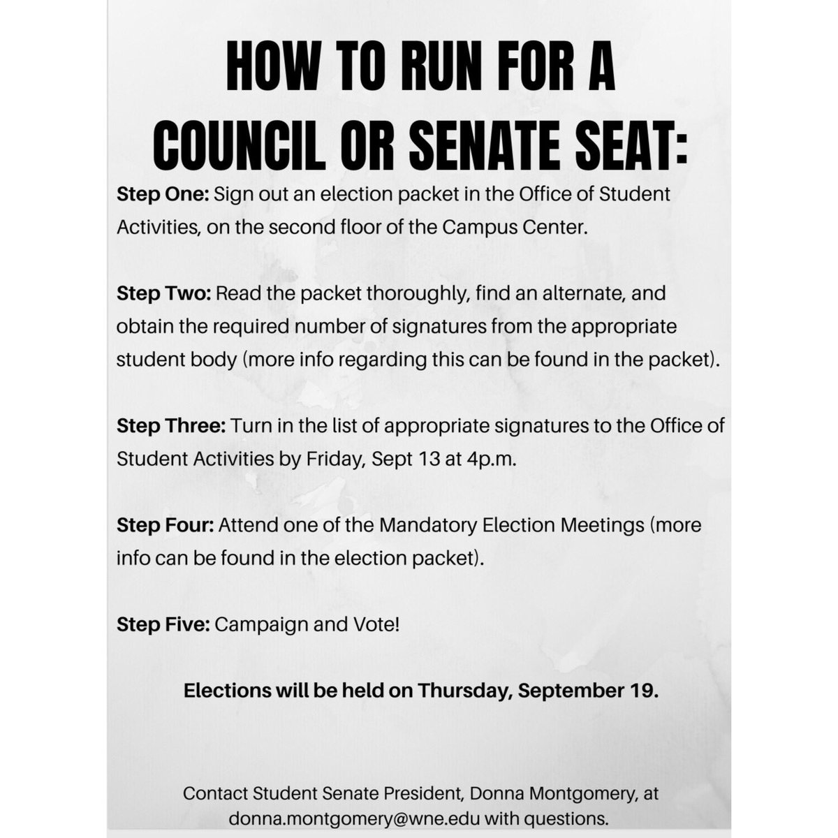 WNE_Senate's tweet photo. Check out these open seats on some Class Councils and Student Senate that YOU could fill! Some Senate seats even have more than one open, so take a look at an election packet to learn more! https://t.co/a6sV5RLZNz