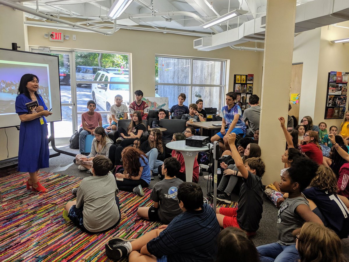 mr_alex87's tweet photo. We had a very special guest today at @AtlantaMIS today! Ms. Thanhha Lai, award winning author of such titles as "Inside Out and Back Again" and the recent release of "Butterfly Yellow" stopped by to share her thoughts and talk about her new novel! #standupMIS #goLynx https://t.co/f7mU7VlamZ