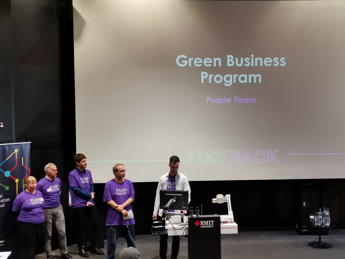 MAV_1879's tweet photo. We're ready to complete the #MAVHACK rainbow with the Purple Team presenting their Green Business Program. It's been a very colourful day! https://t.co/O9qq26Jxwf
