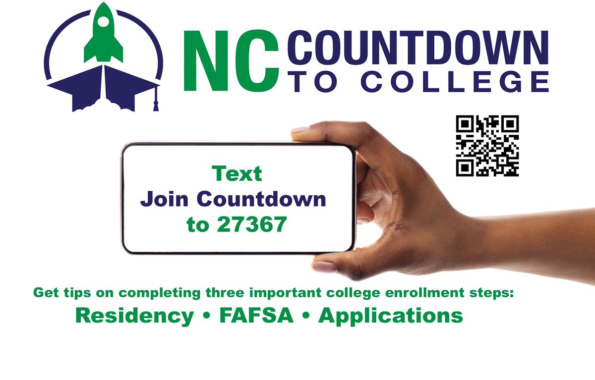 CFNC's tweet photo. Opt in today to begin receiving tips and tricks for college application season before NC Countdown to College begins! #CountdownToCollege https://t.co/t44GECbb2d