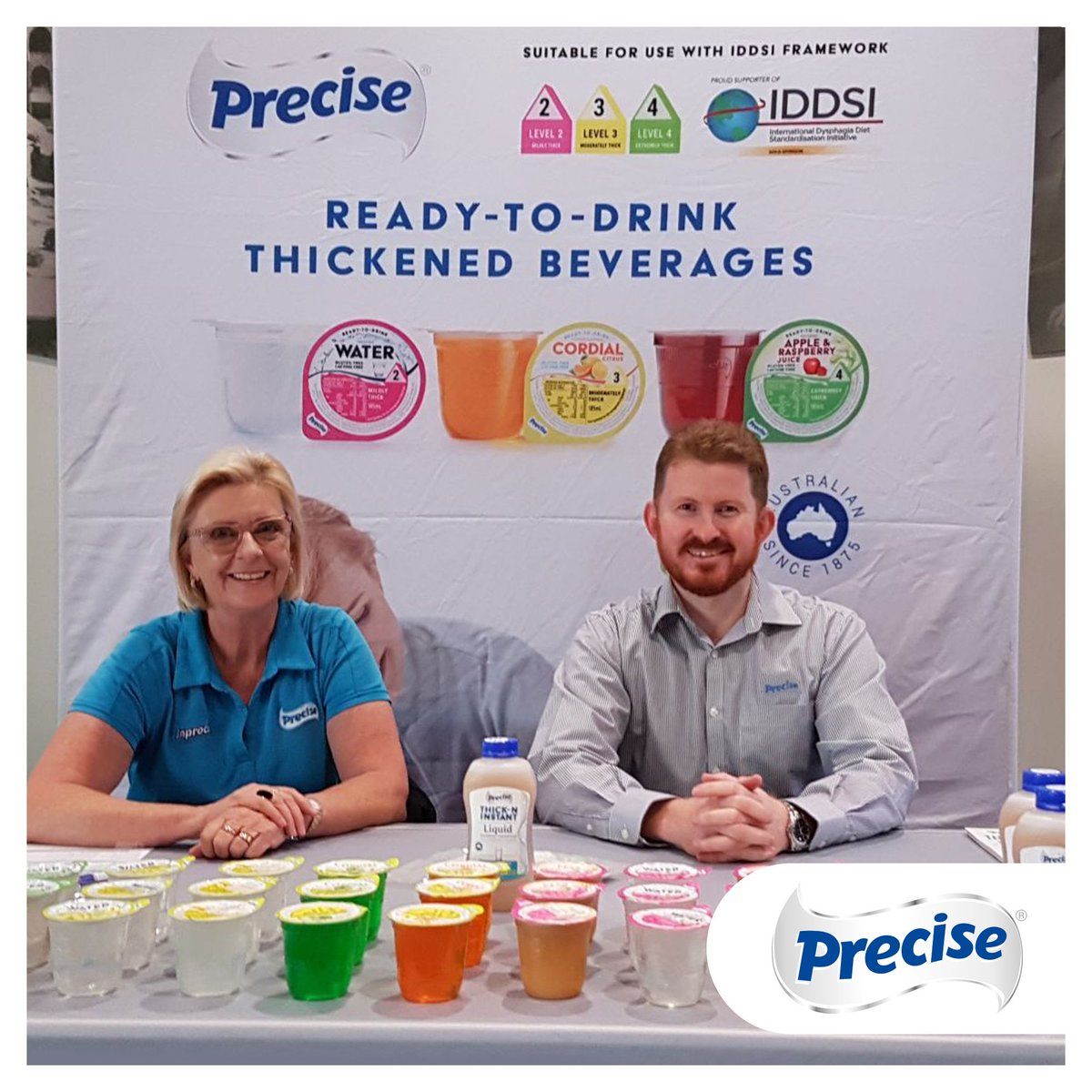 Members of the Precise team, Margit &amp; Brad, recently attended the RBWH VFSS Workshop on 4 Sept 2019, promoting our very convenient Ready-to-Drink cups of thickened beverages as well as Precise Thick-N INSTANT, liquid thickening concentrate for the management of dysphagia.