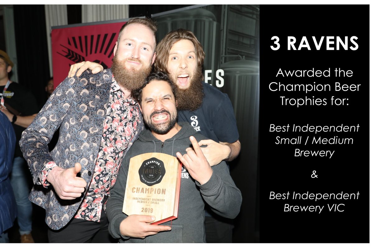 MidlandIB's tweet photo. ...and to another one of our clients @3ravensbrewery, taking trophies for best indie small/medium brewery AND best indie brewery in VIC @IndieBrewers awards. Congrats fellas! So much happiness in one photo.๐ป
#BrewCon19 #Craftbeer https://t.co/offtzimknZ