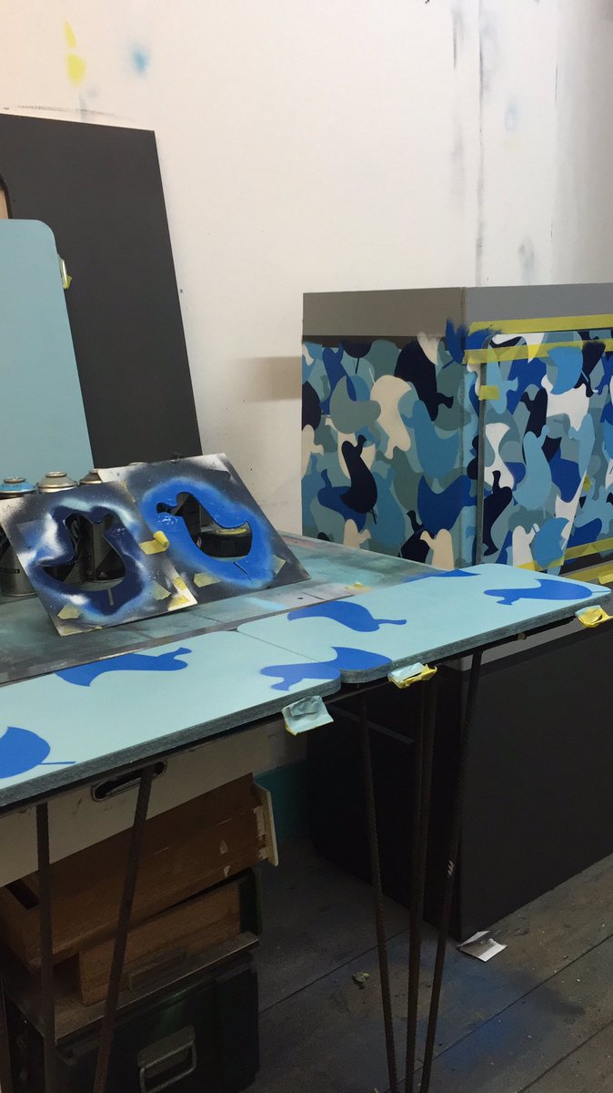 FkFark's tweet photo. Morning studio session. Custom camper van interior #paint #loopcolors #seagull #camo #seaside #southsea https://t.co/DY8h4raqvL