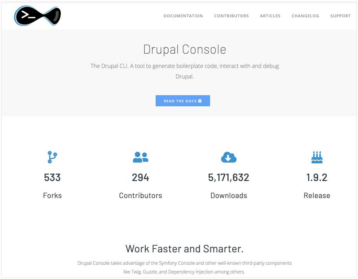 drupalconsole's tweet image. Sneak peek for the upcoming #DrupalConsole site built by @weknowinc using @GatsbyJS. If you want to try before anyone else, you can visit the new site at => drupal-console.web.app We are aware and already working in some mobile and SEO issues. Any feedback is highly appreciated.