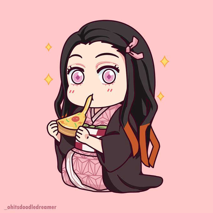 OhitsdoodledreamerさんがTwitterに投稿した竈門禰豆子(鬼滅の刃)のイラスト。