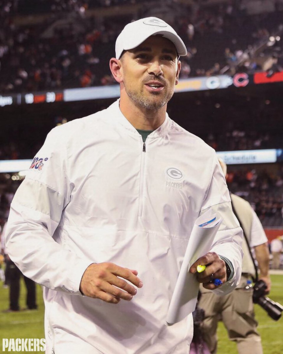 packers's tweet photo. Congrats on win No. 1, Coach LaFleur! 

#GoPackGo https://t.co/iqiWTfVbf4