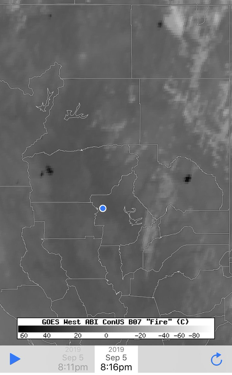 Weather1224's tweet image. The GOES West satellite can also detect fires... they are the black areas on the map. You can see both the #WalkerFire in Plumas County and #RedBankFire west of Red Bluff with this, along with another potential fire in Modoc County and a small one in Siskiyou County.