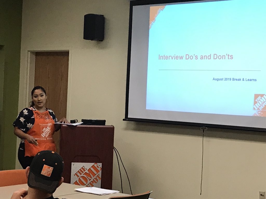 JacquelineJura3's tweet photo. Today’s Break &amp; Learn “Interviews Do’s &amp; Don’ts”. Thank you @THDAraceli6007 for a fun and interactive class. #OrangeBlooded #PerrisDFC6007 #livingHDvalues@Andres_6007 @6007Brian @Vandy6007 @JacquelineOseg6 @_ian_phelps https://t.co/2ernbacO8U