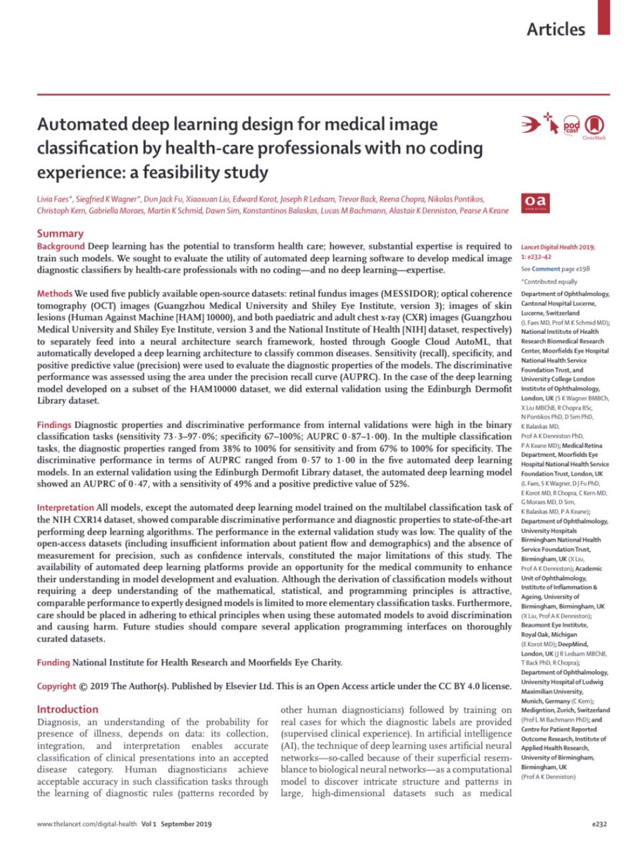 Pearse Keane (@pearsekeane) on Twitter photo Soooo excited to see this out <a href="/LancetDigitalH/">The Lancet Digital Health</a> - deep learning for medical image classification by doctors <a href="/Moorfields/">Moorfields Eye Hospital NHS Foundation Trust</a> with NO coding experience using <a href="/googlecloud/">Google Cloud</a> #DeepLearning #AutoML #OpenSource authors.elsevier.com/sd/article/S25… Soooo excited to see this out <a href="/LancetDigitalH/">The Lancet Digital Health</a> - deep learning for medical image classification by doctors <a href="/Moorfields/">Moorfields Eye Hospital NHS Foundation Trust</a> with NO coding experience using <a href="/googlecloud/">Google Cloud</a> #DeepLearning #AutoML #OpenSource authors.elsevier.com/sd/article/S25…