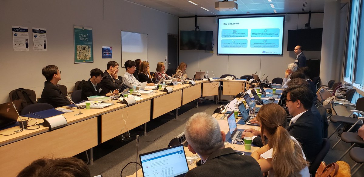 onomarghe's tweet image. 1st Review Meeting of EU-KOR @decenterproject started #fogcomputing #blockchain #distributedAI #crossborderapplications @custoz @createnet @FBKcom
