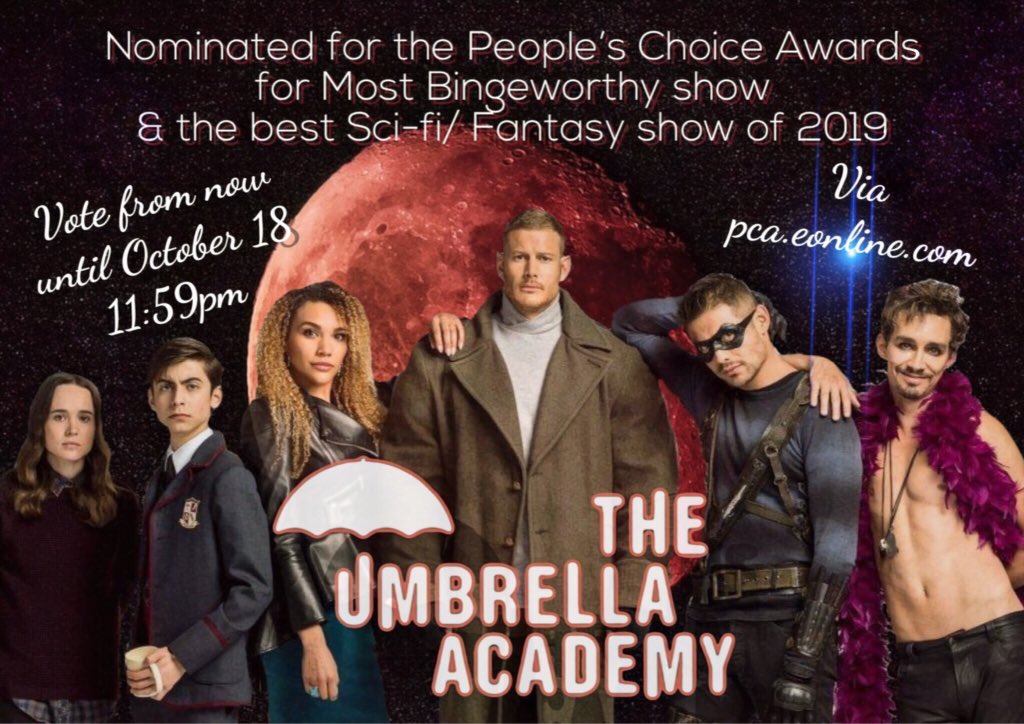 The Sheehab On Twitter Please Vote For Umbrella Academy In The People S Choice Awards The Show Starring Robmsheehan Davidcastanedaj The Other Hargreeves Fam Is Nominated For 2 Awards Links Are