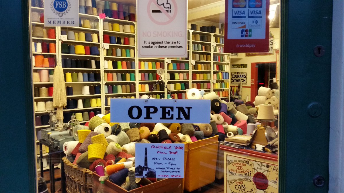 Fairfield Yarns Mill Shop re opens today after the Summer. Lots of new stock. The Kettle is on, so why not pay us a visit?