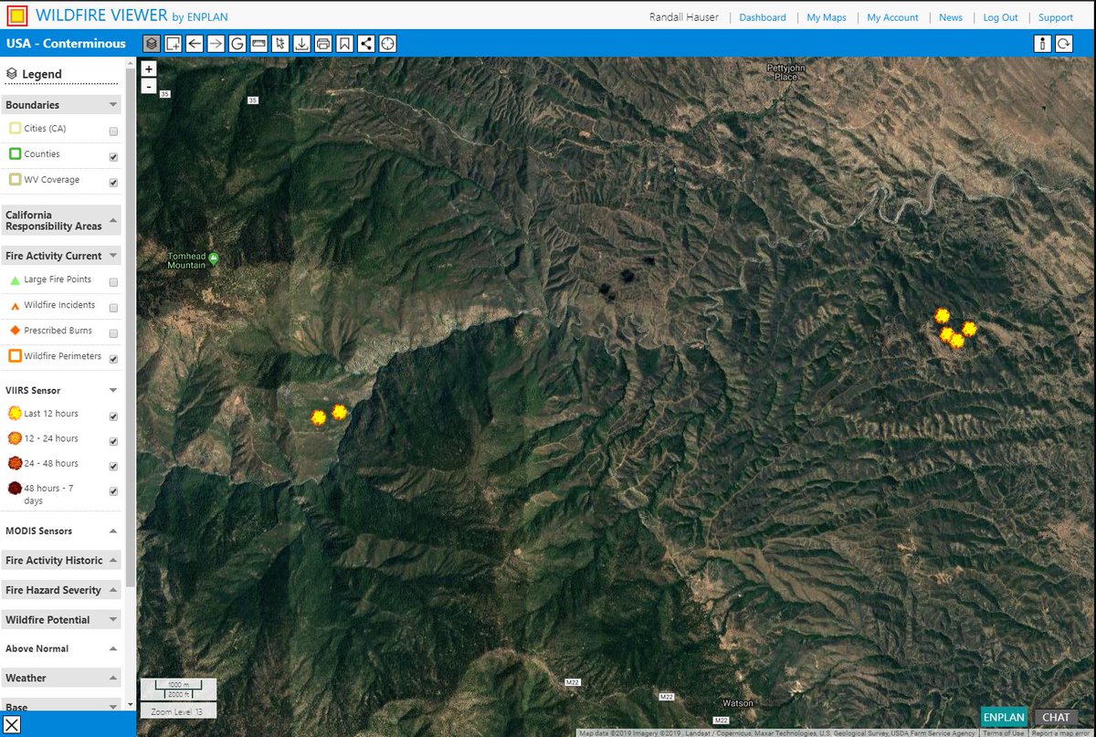 wildfireviewer's tweet image. Try a LIVE map YOU control. Track fire breakouts easily for yourself. NASA fire detection points stream continuously displaying progression. By the ENPLAN geospatial team. Refresh often. Free link lasts 2 hrs from now: tinyurl.com/yydzzvkw

 #RedBankFire