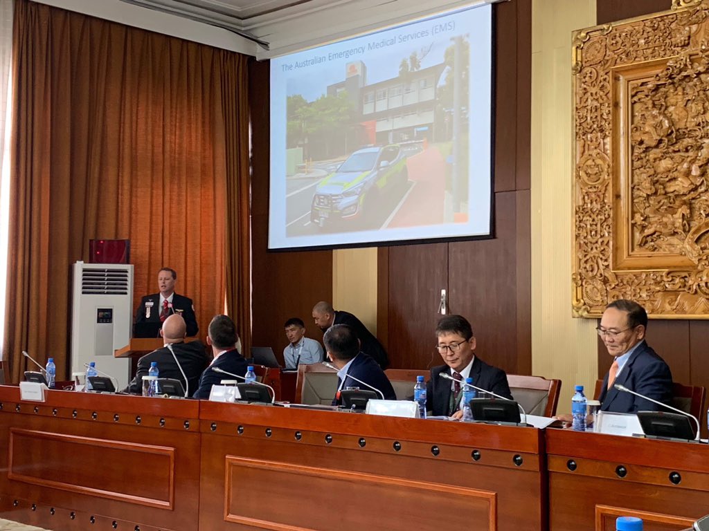 DuncanMcConnel1's tweet photo. Presenting about EMS in Australia and what they can learn from our journey, in implementing EMS in Mongolia #emsdevelopment #paramedicinedevelopment #futurehealthcare #internationalcollaboration https://t.co/NPeY8E0UXe