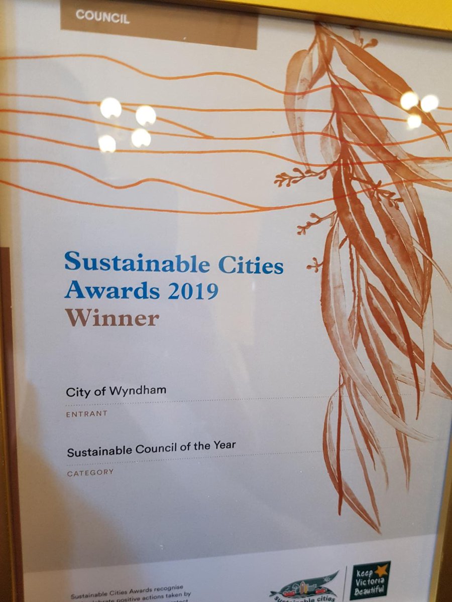 Great late breaking news for a Friday afternoon.  <a href="/WyndhamCouncil/">Wyndham City Council</a> has just taken out the Sustainable Council of the Year award at the <a href="/keepvicbeaut/">Keep Australia Beautiful VIC</a> 2019 Sustainable Cities Awards! Congratulations to our hard working Environment Team!
