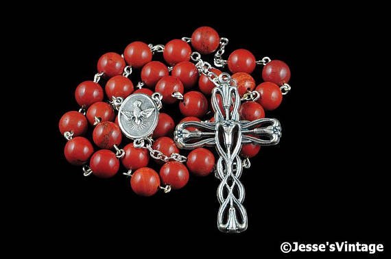 Anglican Rosary Beads Red Jasper Natural Stone Prayer Beads Silver Christian Episcopal etsy.me/2eYIGNC #pottiteam