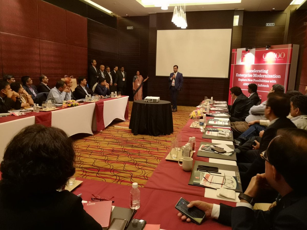 PathInfotechLtd's tweet photo. Quite an #engaging power-packed round with some of the top executives in the country | #CIO Ideas X'Change | #CIO100 Symposium 2019 with #PathInfotechLtd #AWS @CIOin @yogsyogi1 @pankajratra https://t.co/dkZgpmYwNZ