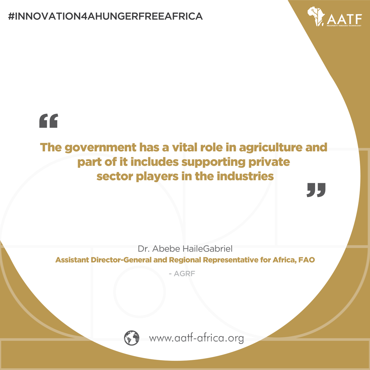 The government has a vital role in agriculture #innovation4ahungerfreeafrica #AATF #Prosperitythroughtechnology #Africa #AGRF2019 #AGRF #Agritech #AgriBusiness #Agriculture #Technology #GrowDigital @TheAGRF @FAOAfrica