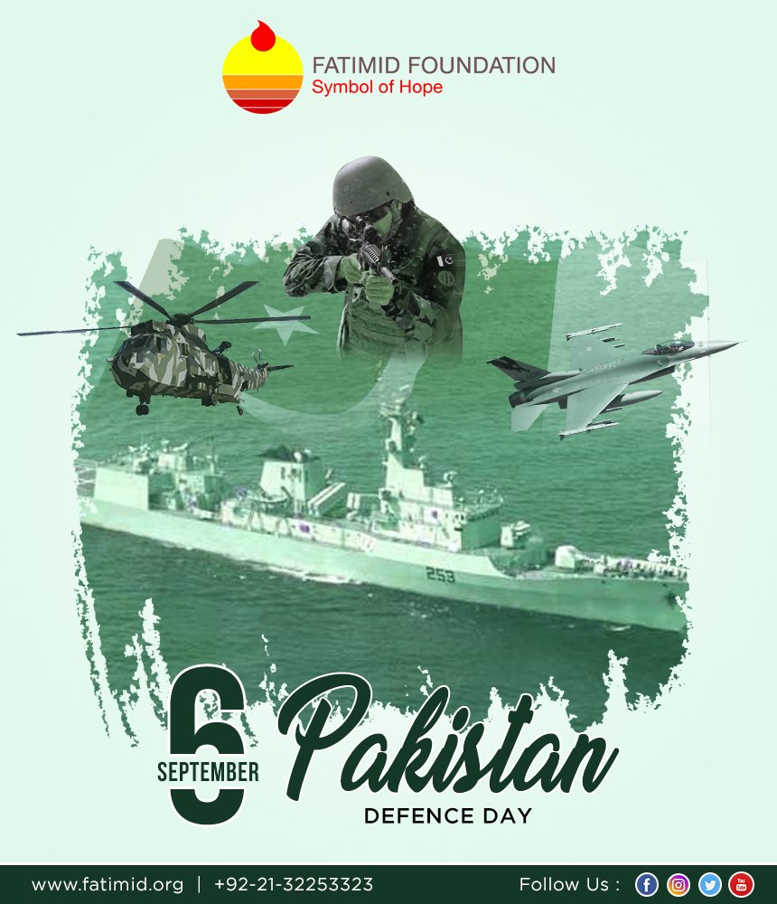 FatimidPakistan's tweet image. Let's celebrate this historic day with a renewed oath to protect our motherland against every odd!

#Essencesdeparis #Defenceday #Supportpakistanarmy #6September #MartyrsDay #Fatimidfoundation
