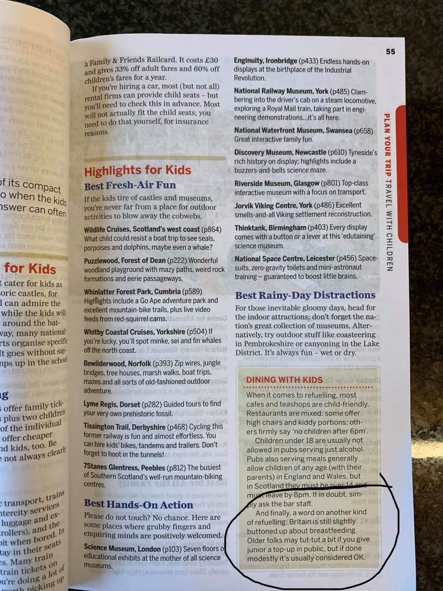gilathonia's tweet photo. What the hell @lonelyplanet @lonelyplanetUK !? No mention of legislative protections for breastfeeding and an extortion to "top up modestly". What century are you in? Also baby and I spend a lot of time in Scottish pubs and haven't been chucked out yet.... 
Do better. https://t.co/VUcM3I0L3L