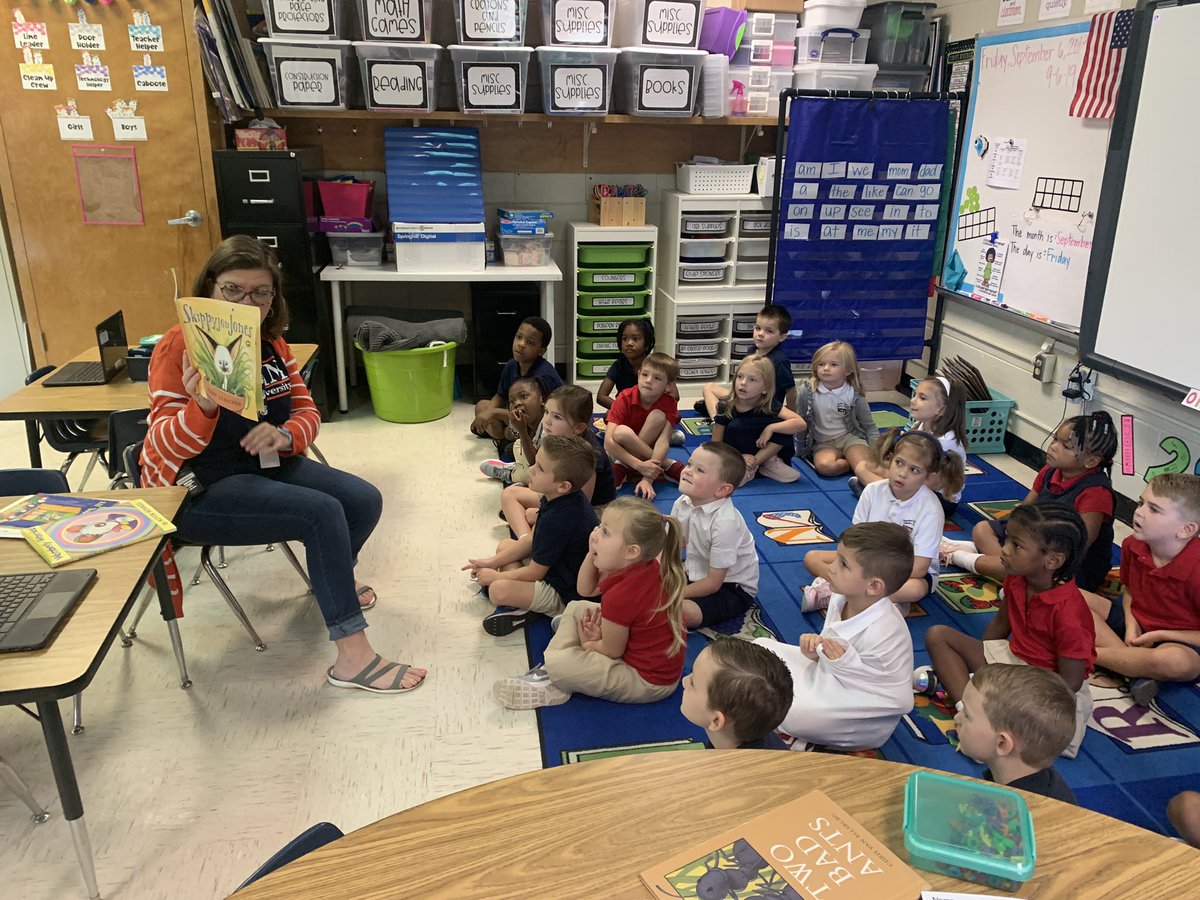 Thank you <a href="/MrsThompsonncts/">Elizabeth Thompson</a> for being our Mystery Reader today! #BetterTogether #nctspride #ncssbethebest