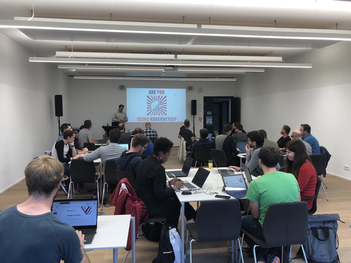 jetzlstorfer's tweet photo. Getting hands on experience with #Kubernetes and #gitops at #lakesidehackfest with @fractallambda https://t.co/VsJCOAXEOO