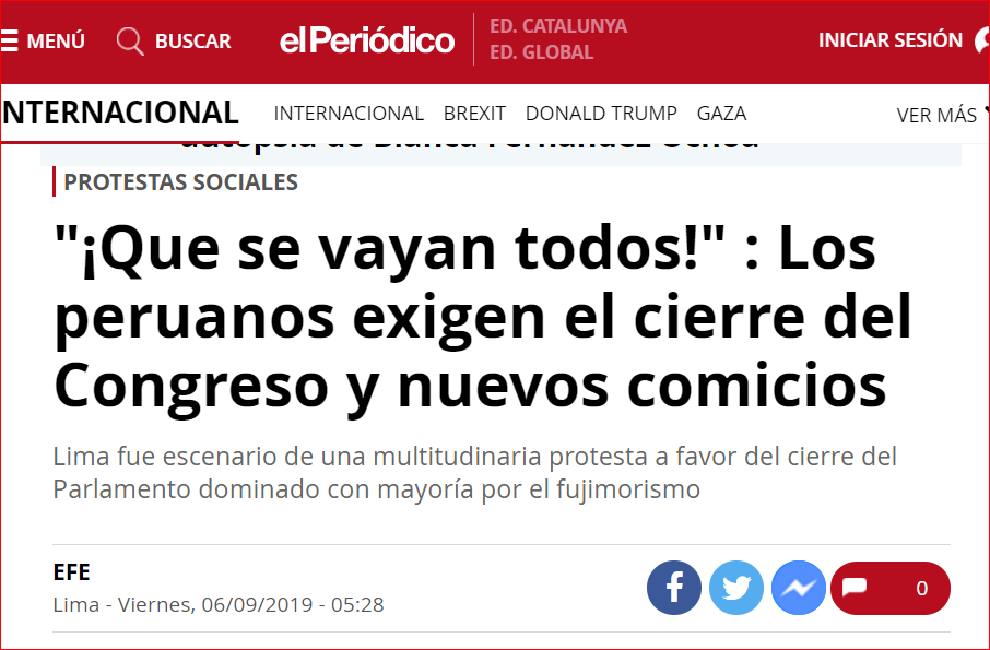 tema0902's tweet photo. @ExpresoPeru Qué van a saber uds., #DiarioChicha cuando la Prensa Internacional PUBLICA es porque tiene un GRAN SIGNIFICADO el respaldo a la propuesta del Pdte @MartinVizcarraC y el REPUDIO al fujimorismo comandado por la inepta hoy presa @KeikoFujimori al igual q el padre #AF https://t.co/zztLUvH2sE