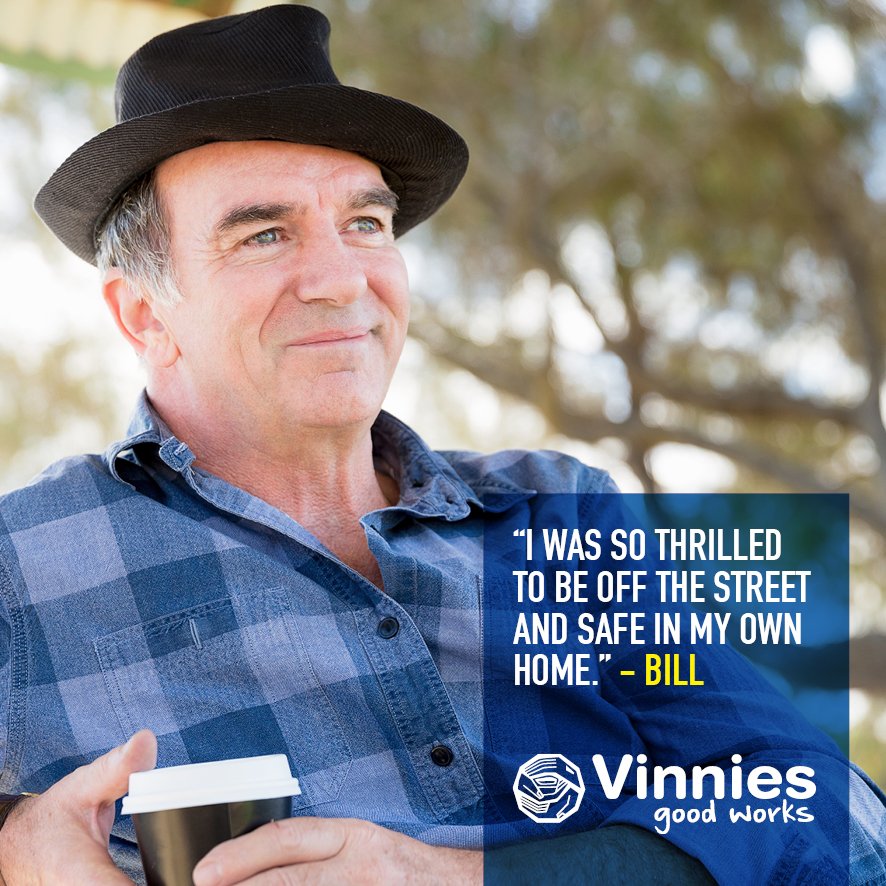 After being evicted from his home on Boxing day, Bill was forced to sleep rough in a park until Vinnies Cornerstone stepped in. Now Bill has a safe place to go at night and has even made new friends with his neighbour. To donate bit.ly/HelpMoreLikeBi… or call 13 18 12