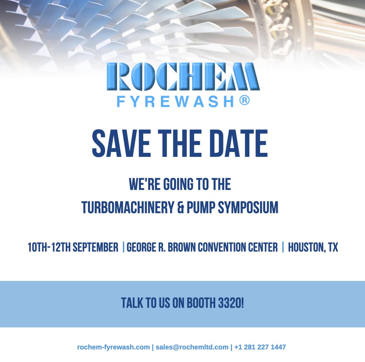 rochemtech's tweet photo. We're getting ready for this years Turbomachinery and Pump Symposium next week on Houston, Texas!!
To find out more visit our website and you can book some time to talk with us, we can help your turbine become more efficient! https://t.co/njJvngVmnT https://t.co/JpK7eAiXOm