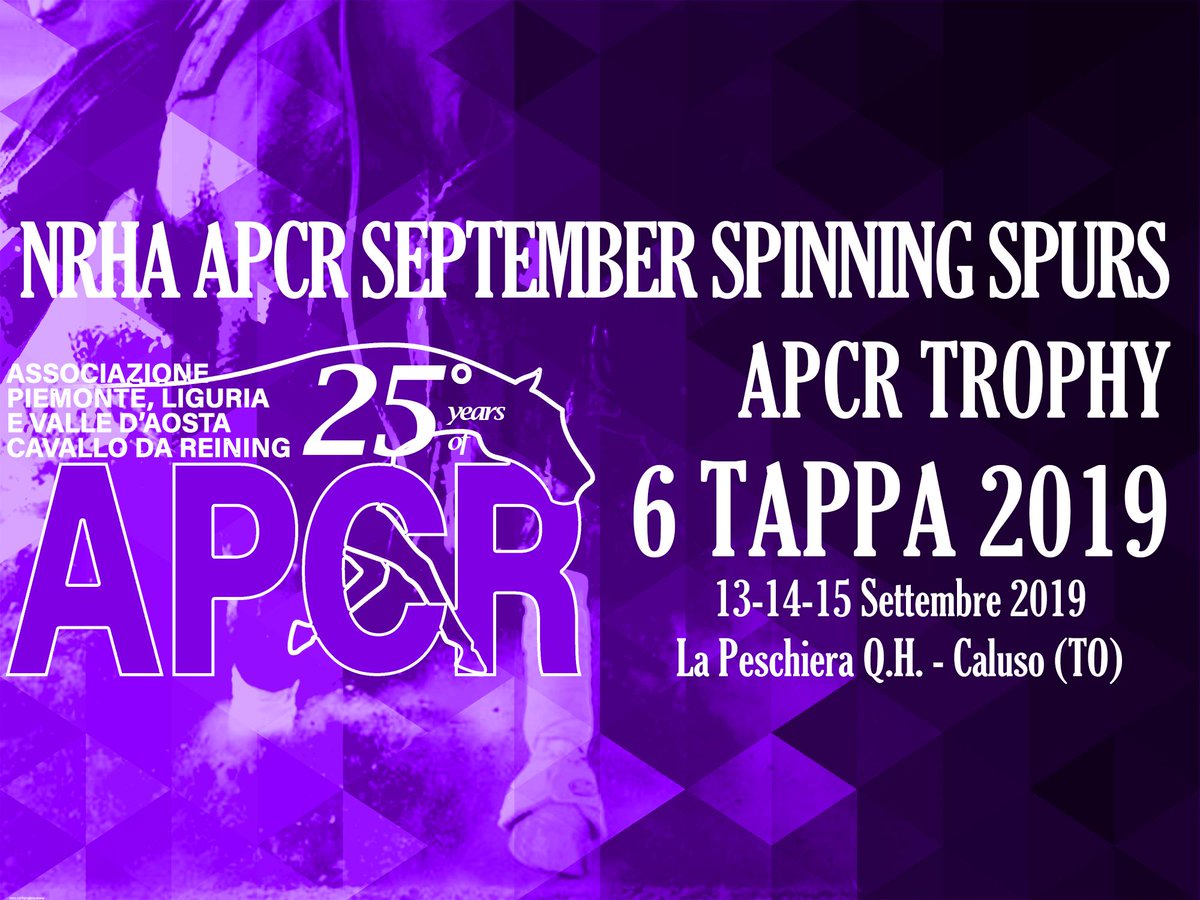 apcrReining's tweet photo. #Domenica ultimo giorno per prenotare #BOX di #NRHA #APCR #SeptemberSpinningSpurs 2019, #PAYTIME dalle h18 di domenica 8 Settembre e #PREISCRIZIONI (consigliate per Any Horse Any Riders - max 30 binomi sabato) entro le h18 di mercoledì 11.
#AFFRETTATI: https://t.co/MmGwqhYSRK https://t.co/bzX3B0CM12