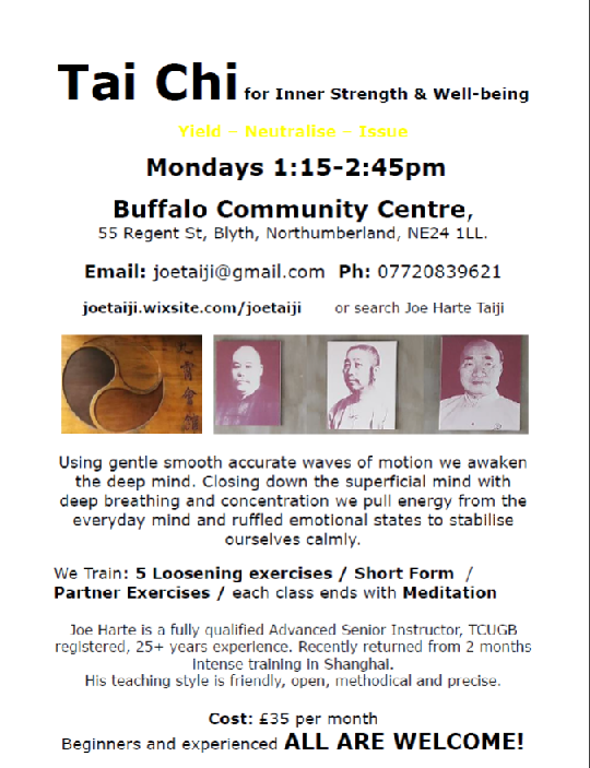 BuffaloCCBlyth's tweet photo. We have a new Tai Chi class starting at the Buffalo contact Joe for more information or to book your place. #Blyth #TaiChi #Meditation https://t.co/rDkvcYmr4z