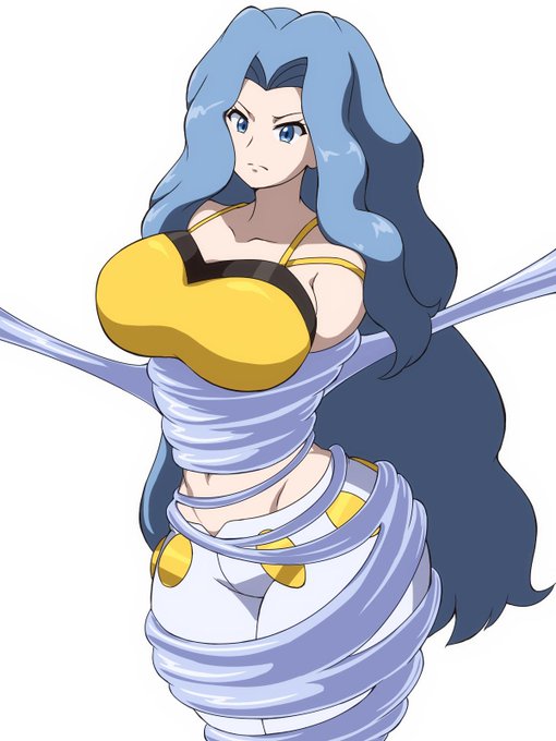 蜘蛛糸で拘束されたカリンさん 