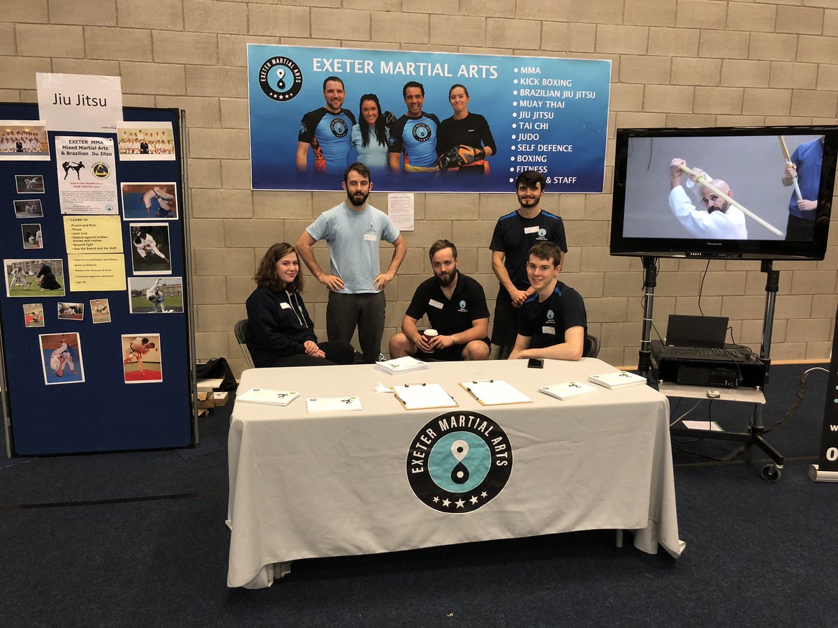 Exeterma1's tweet photo. The EMA  team ready to rock at the Exeter College freshers fair. #exetercollege #EMAfamily #freshers #Exeter #martialarts https://t.co/MtenX0ADZf