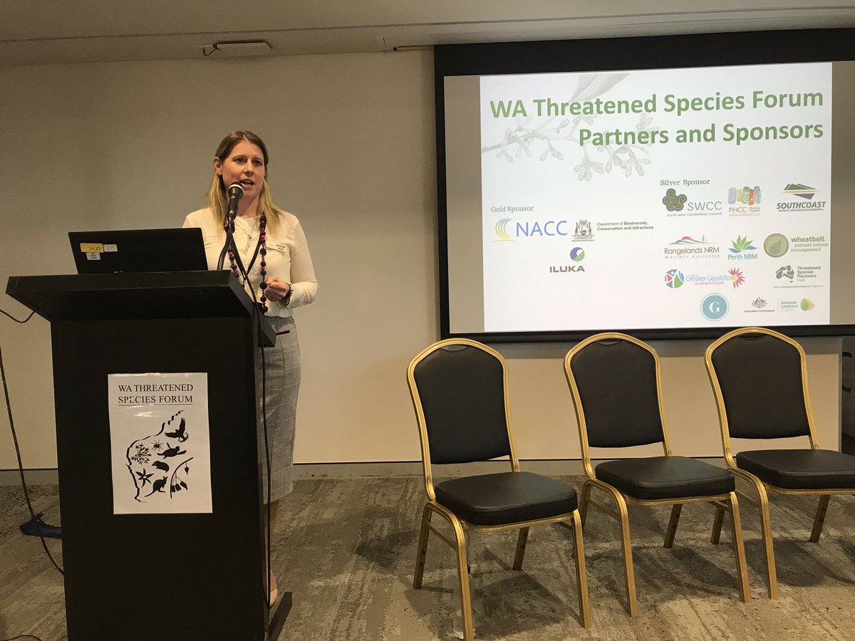 RichardMcLellan's tweet photo. And that’s a wrap: @NACC_NRM General Manager @Kat_Allen_NRM closes the 2019 WA #ThreatenedSpecies Forum ... with a big thanks to the Forum sponsors, presenters and delegates and a special thanks to chief organiser @J_Stingemore
#TSforumWA https://t.co/ekp9e4ywDj