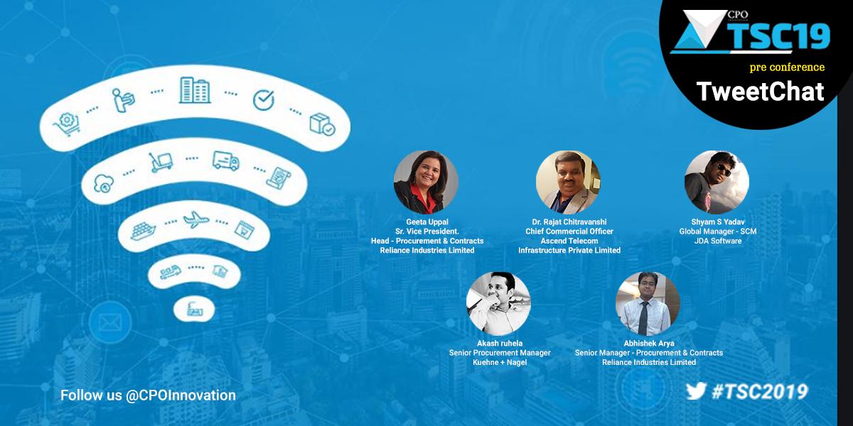 Our expert speakers for today's #tweetchat are:
<a href="/athena_athena69/">Athena</a> <a href="/akashruhela/">Akash Ruhela</a> <a href="/shyamssy/">Shyam S Yadav</a> <a href="/DrChitravanshi/">Dr. Rajat Chitravanshi, CPSCM™</a> <a href="/abhishe84941079/">abhishek arya</a> 
Do join us today from 3-4 pm and share your views on Reinvention of Procurement through IoT.
#TSC2019 #tweetchat #procurement #IoT #cpoinnovation