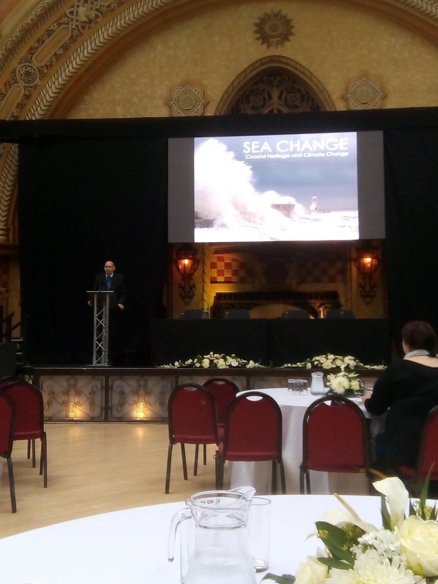 Tim Wardley opening the last day of #SeaChangeConf today at the Winter Gardens in Blackpool. Looks like a great set of talks and parallel sessions today. The US, Black Sea, Rhyl and Margate amongst the case studies. #climatechange #coastalheritage #impacts