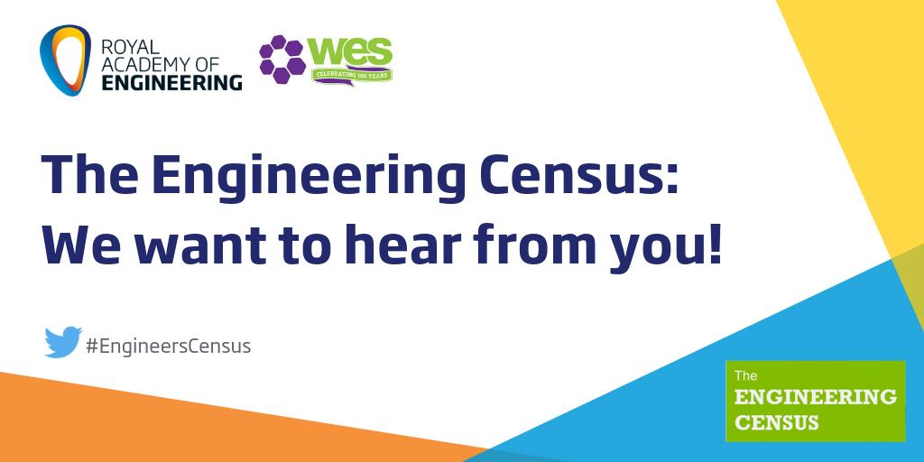 WES1919's tweet photo. Please take part in the #EngineersCensus a major survey of engineers working in the UK led by @RAEngNews & WES.
It takes just 15 minutes and will deliver meaningful data on engineering careers in the UK. Go to https://t.co/U5qvEEn5V2. Please share using #EngineersCensus https://t.co/Mt2FR4S2q4