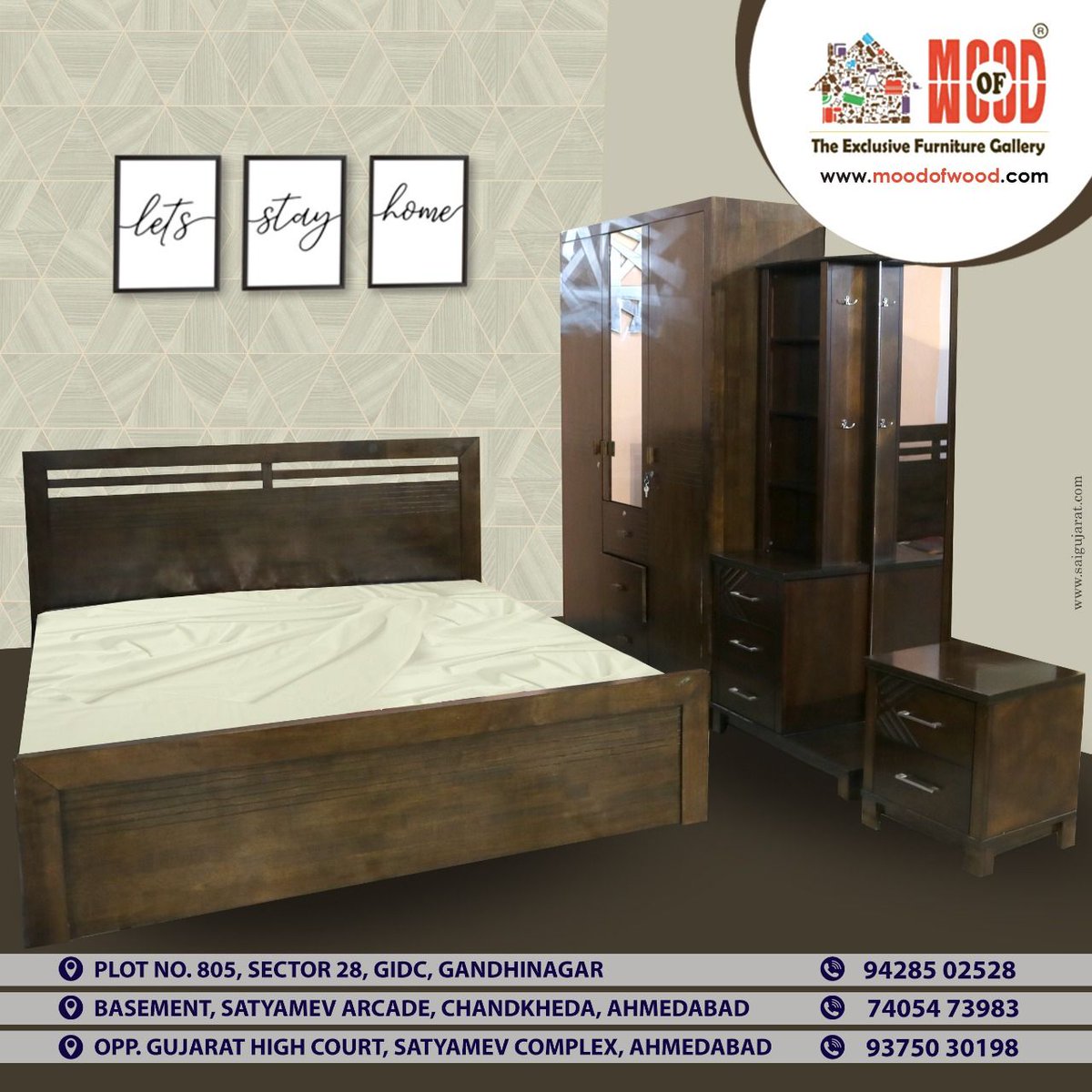 Snuggle up to quality bedroom for the rest that you deserve. Get comfortable with Mood Of Wood.
.
.
Call on 09925741418
.
.
#MoodofWood #Gandhinagar #Ahmedabad #Sola #SGHighway #LivingRoom #Wardrobe #WardrobeFurniture #StorageFurniture #WardrobeStorage #Bedroom #DesignerBedroom