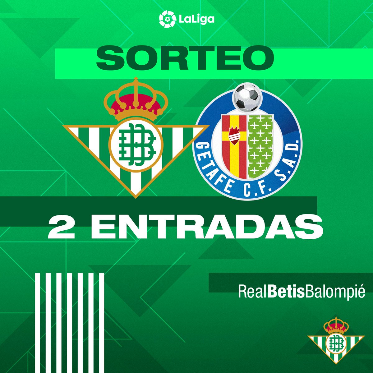 ¡Sorteamos 2 entradas para el #RealBetisGetafe! 🤗🎫🏟 ¡Haz RT para participar! 🔃🏃‍♂️