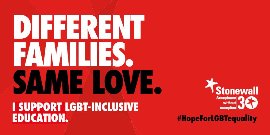 We've spoken about LGBTQ education in schools before but it's great to see <a href="/stonewalluk/">Stonewall</a> putting this front and centre in their campaigning. 

We need a generations of children to know that we exist and it's not something to be ashamed about.