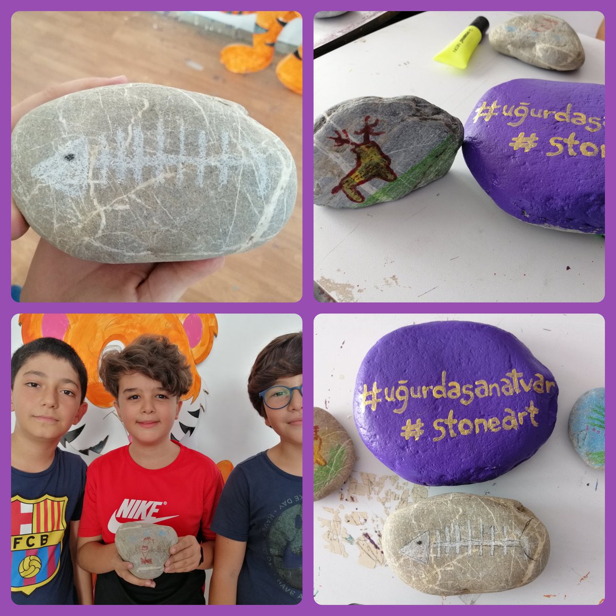 Anamur Uğur Okulları 5. Sınıf öğrencilerimizle oryantasyon çalışması taş boyama etkinliğimizde M.Ö. 35.000 yıllarından günümüze ulaşan Altamira Mağarası'nı inceledik ve çalışmalarımızı ortaya çıkardık. <a href="/nevzatkulaber/">Nevzat Kulaberoğlu</a> <a href="/nilcicek/">Nil Çiçek</a> <a href="/adilkurt9/">Adil Kurt</a> <a href="/ozleyis_yalcin/">Özleyiş Yalçın</a> <a href="/dokurebru/">ebru🌊</a> <a href="/AbitEski/">ABİT ESKİ</a>