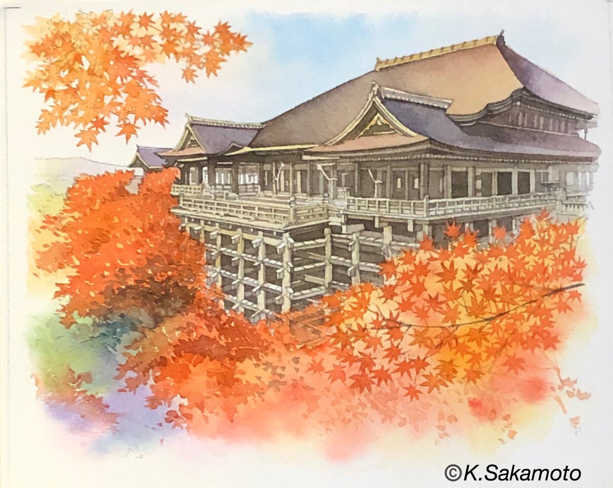 がたこ イラストレーション By Sukesan 90 神社仏閣 日本の美しく荘厳な歴史ある場所 それぞれに旅したことはありましたが2人して訪れてみたかったです 夫がお仕事で描いたイラストです 神社仏閣 清水寺 18年5月29日永眠 T Co Dvsoaqnt
