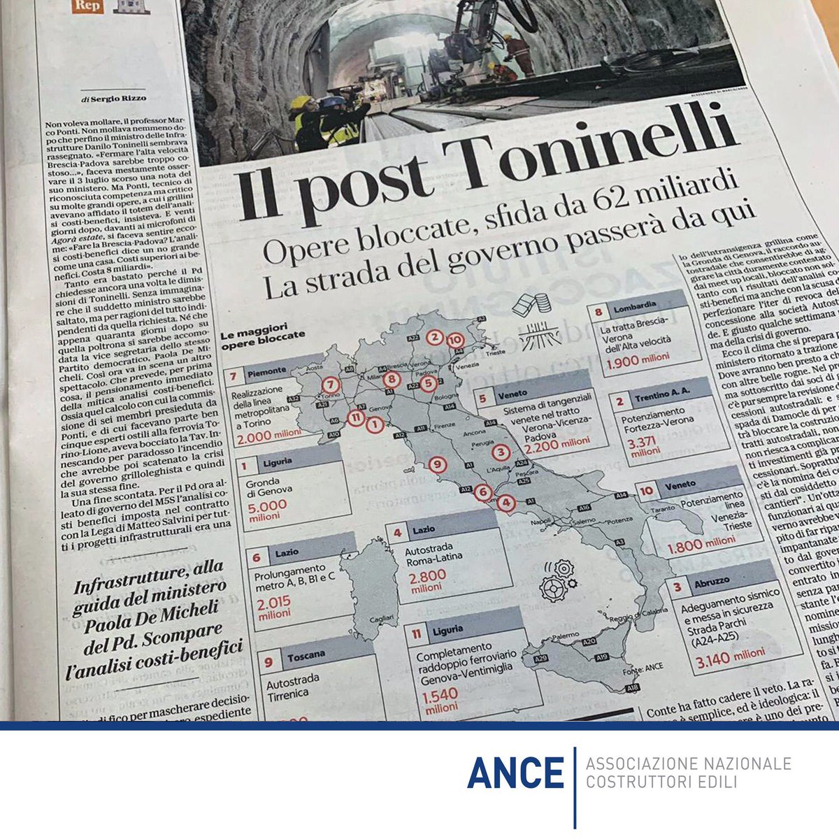 Le #opere ferme monitorate dall’<a href="/ancenazionale/">ANCE</a> nell’articolo di Sergio Rizzo oggi su <a href="/repubblica/">Repubblica</a>